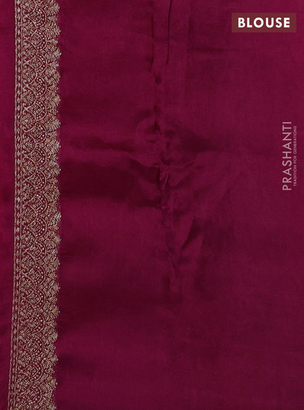 Banarasi semi raw silk saree wine shade with thread & zari woven buttas and woven border