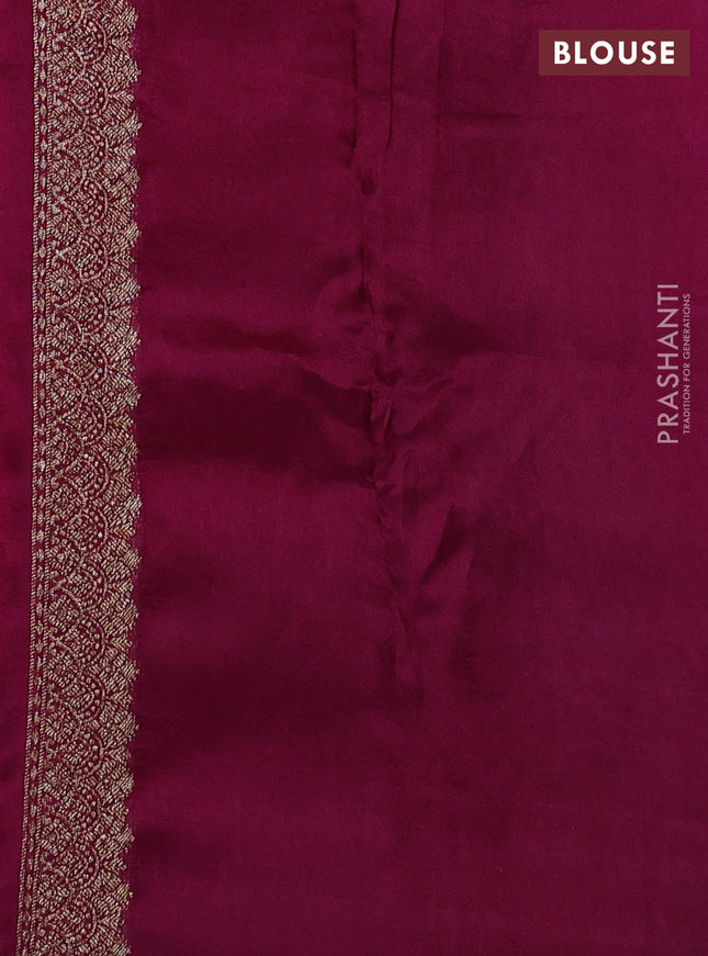 Banarasi semi raw silk saree wine shade with thread & zari woven buttas and woven border