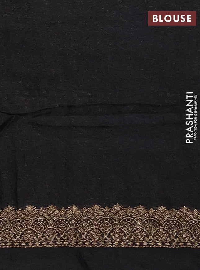 Banarasi semi raw silk saree black with thread & zari woven buttas and woven border