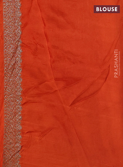 Banarasi semi raw silk saree orange with thread & zari woven buttas and woven border