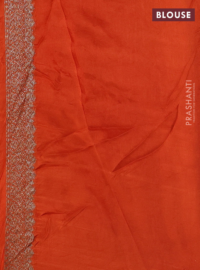 Banarasi semi raw silk saree orange with thread & zari woven buttas and woven border
