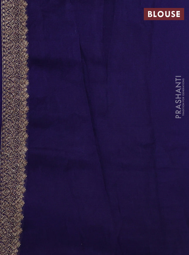 Banarasi semi raw silk saree navy blue with thread & zari woven buttas and woven border