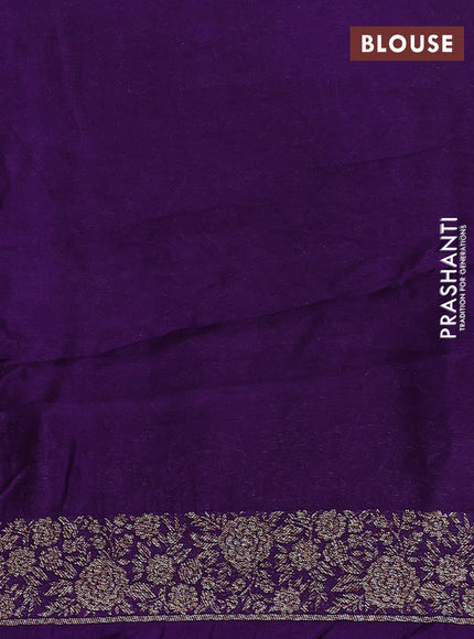 Banarasi semi raw silk saree violet with allover thread & zari weaves and woven border