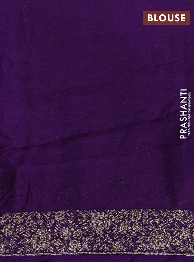 Banarasi semi raw silk saree violet with allover thread & zari weaves and woven border