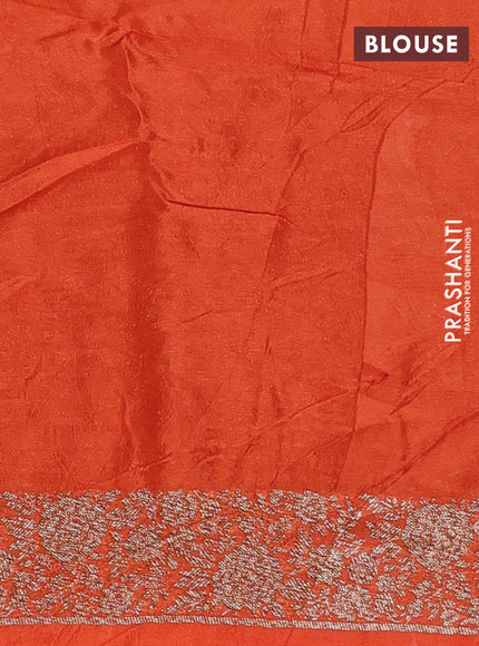 Banarasi semi raw silk saree orange with allover thread & zari weaves and woven border