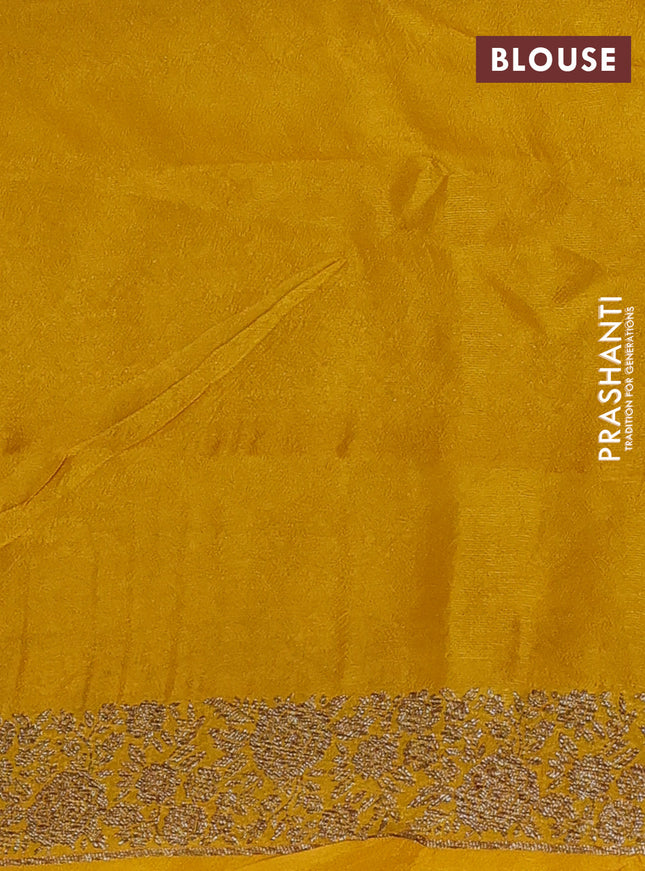 Banarasi semi raw silk saree mustard yellow with allover thread & zari weaves and woven border