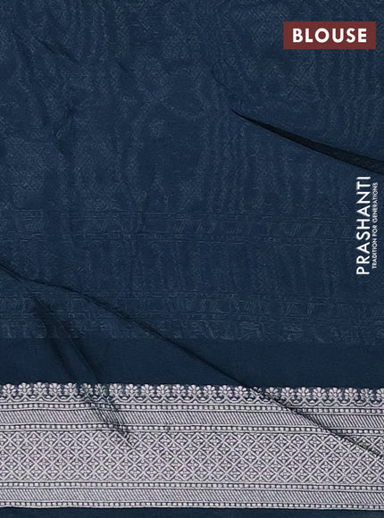 Banarasi semi raw silk saree peacock blue with allover zari woven paithani weaves and zari woven border