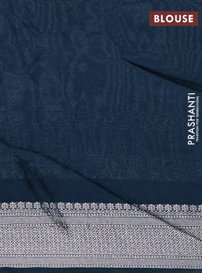 Banarasi semi raw silk saree peacock blue with allover zari woven paithani weaves and zari woven border