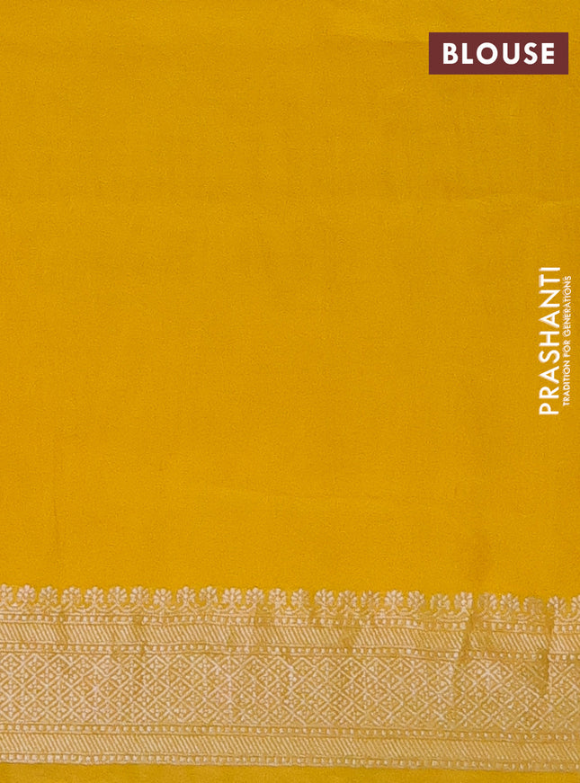 Banarasi semi raw silk saree yellow with allover zari woven paithani weaves and zari woven border