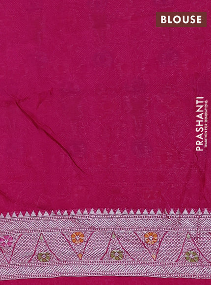 Banarasi semi raw silk saree pink with allover silver zari woven paithani weaves and silver zari woven border