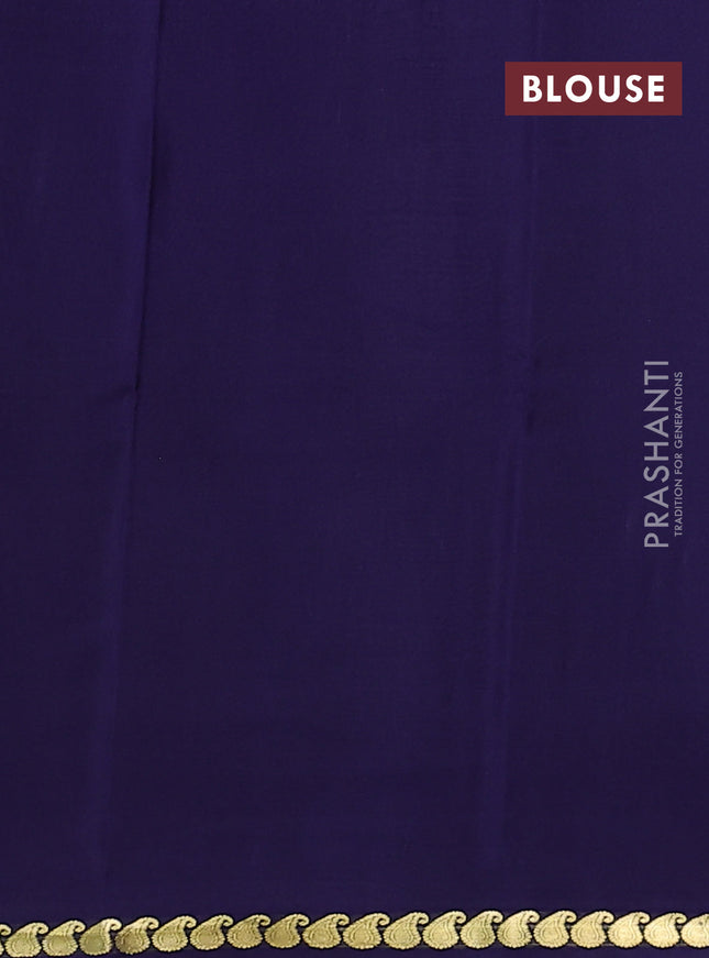 Pure mysore silk saree navy blue with plain body and zari woven border