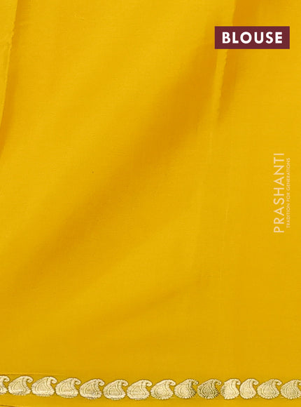 Pure mysore silk saree yellow with plain body and zari woven border