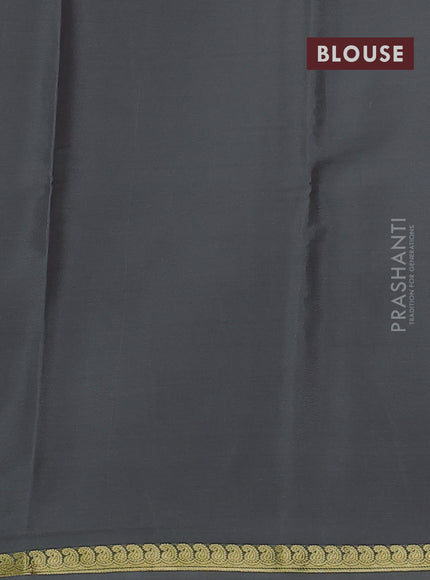 Pure mysore silk saree grey with plain body and zari woven border