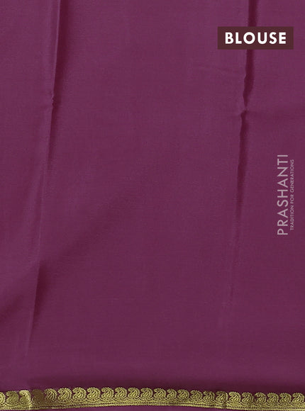 Pure mysore silk saree mauve pink with plain body and zari woven border