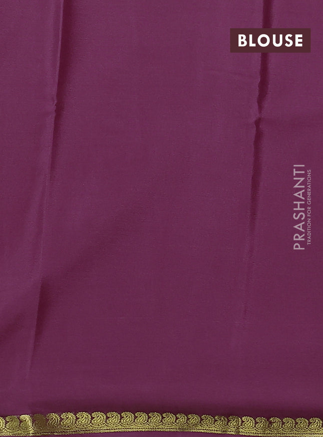 Pure mysore silk saree mauve pink with plain body and zari woven border