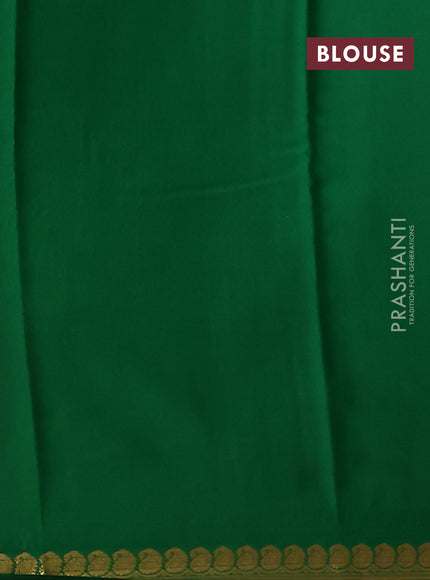 Pure mysore silk saree red and green with plain body and zari woven border