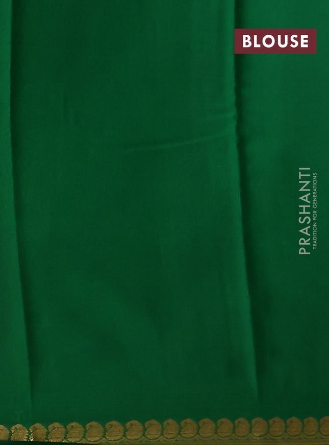 Pure mysore silk saree red and green with plain body and zari woven border