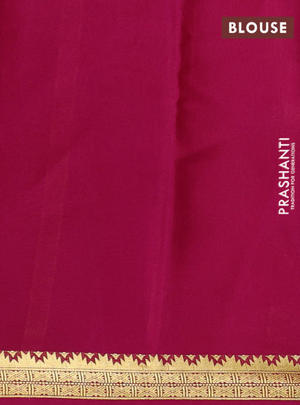 Pure mysore silk saree pastel peach and pink with plain body and zari woven border