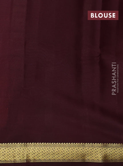 Pure mysore silk saree orange and brown with plain body and zari woven border