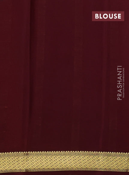 Pure mysore silk saree orange and deep maroon with plain body and zari woven border
