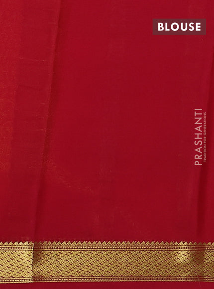 Pure mysore silk saree yellow and red with plain body and zari woven border