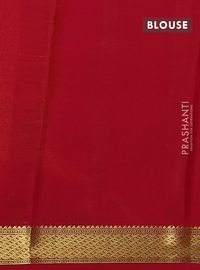 Pure mysore silk saree yellow and red with plain body and zari woven border