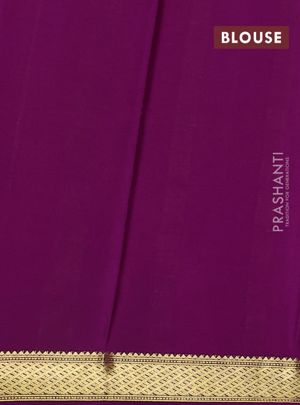 Pure mysore silk saree pink and purple with plain body and zari woven border