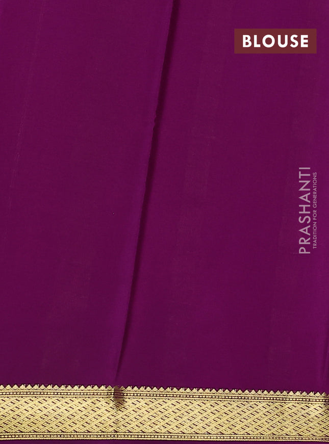 Pure mysore silk saree pink and purple with plain body and zari woven border