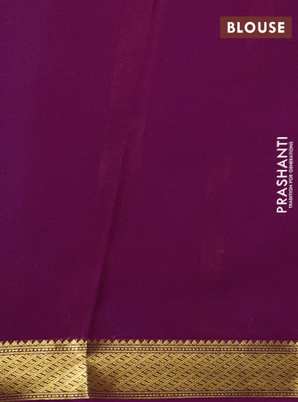 Pure mysore silk saree cs blue and purple with plain body and zari woven border