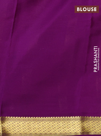 Pure mysore silk saree peach pink and purple with plain body and zari woven border