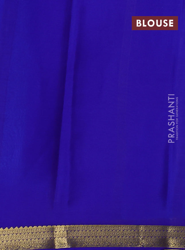 Pure mysore silk saree light blue and blue with plain body and zari woven border