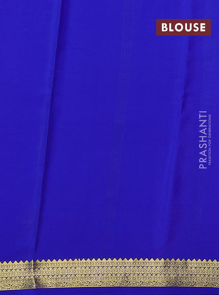 Pure mysore silk saree pink and blue with plain body and zari woven border