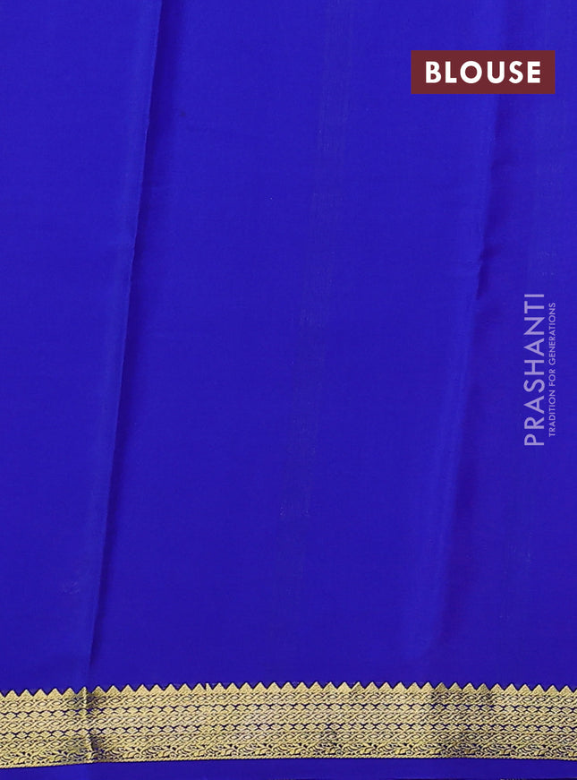 Pure mysore silk saree pink and blue with plain body and zari woven border