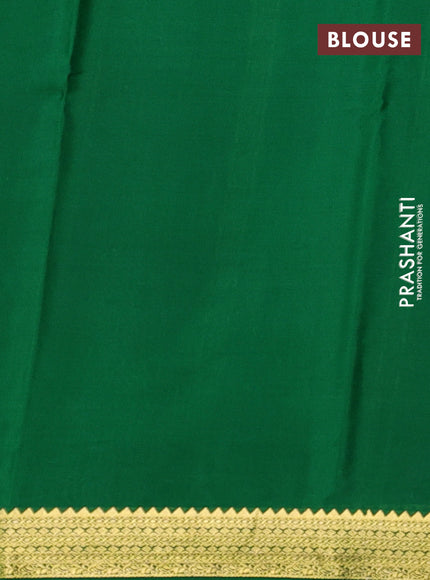 Pure mysore silk saree maroon and green with plain body and zari woven border