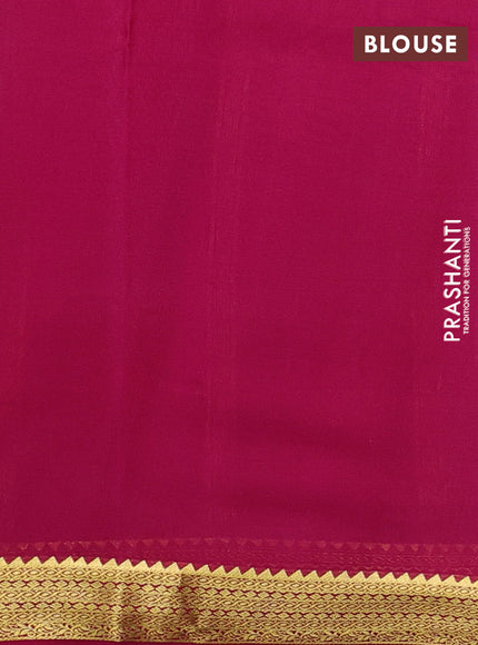 Pure mysore silk saree green and pink with plain body and zari woven border