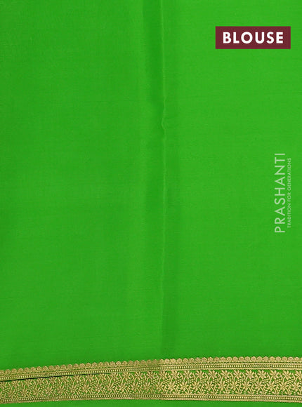 Pure mysore silk saree light green with plain body and zari woven border