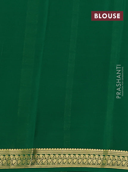 Pure mysore silk saree maroon and green with plain body and zari woven border