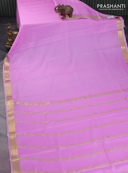 Pure mysore silk saree light pink with plain body and zari woven border