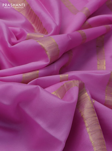 Pure mysore silk saree light pink with plain body and zari woven border