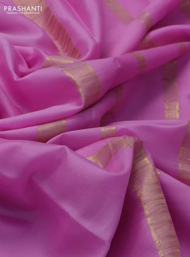 Pure mysore silk saree light pink with plain body and zari woven border
