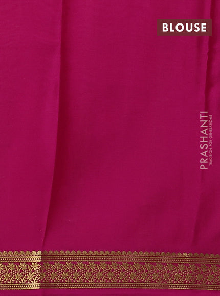 Pure mysore silk saree grey and pink with plain body and zari woven border