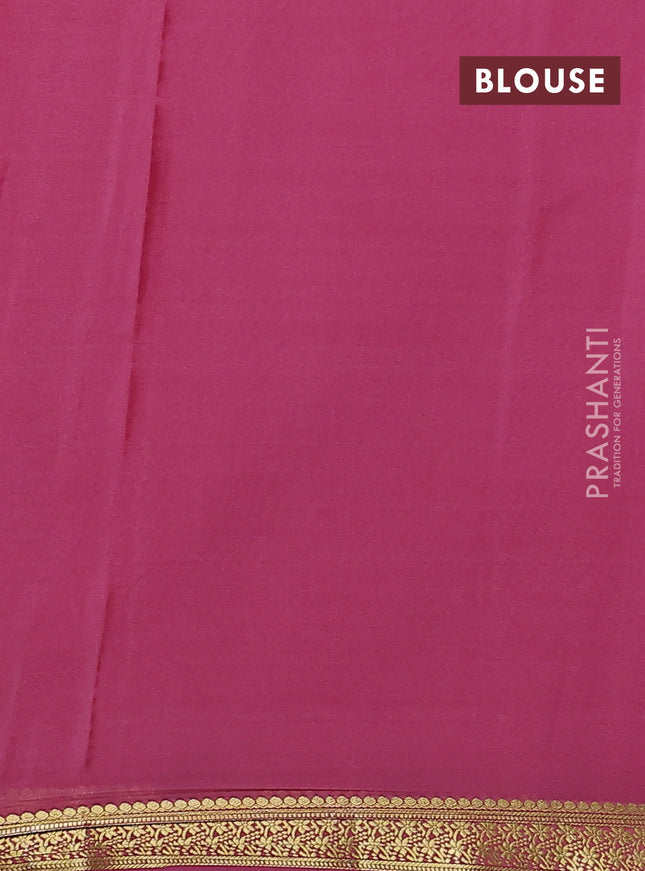 Pure mysore silk saree mauve pink with plain body and zari woven border