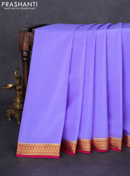 Pure mysore silk saree lavender and pink with plain body and zari woven border