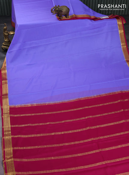 Pure mysore silk saree lavender and pink with plain body and zari woven border