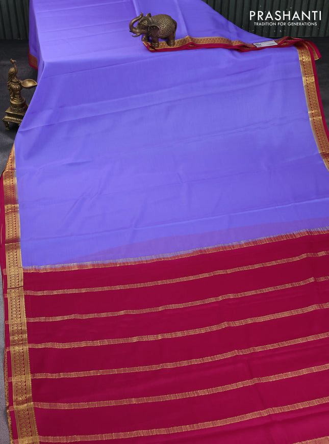 Pure mysore silk saree lavender and pink with plain body and zari woven border