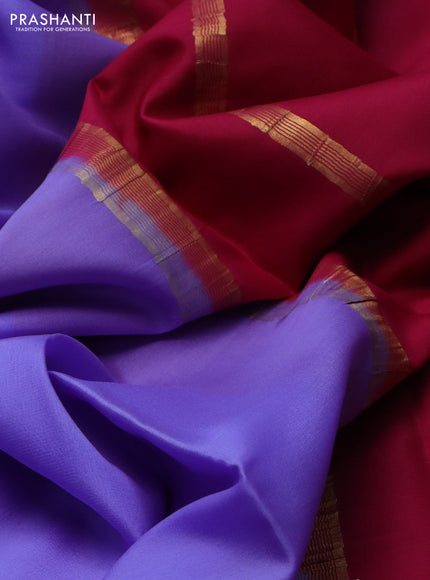 Pure mysore silk saree lavender and pink with plain body and zari woven border