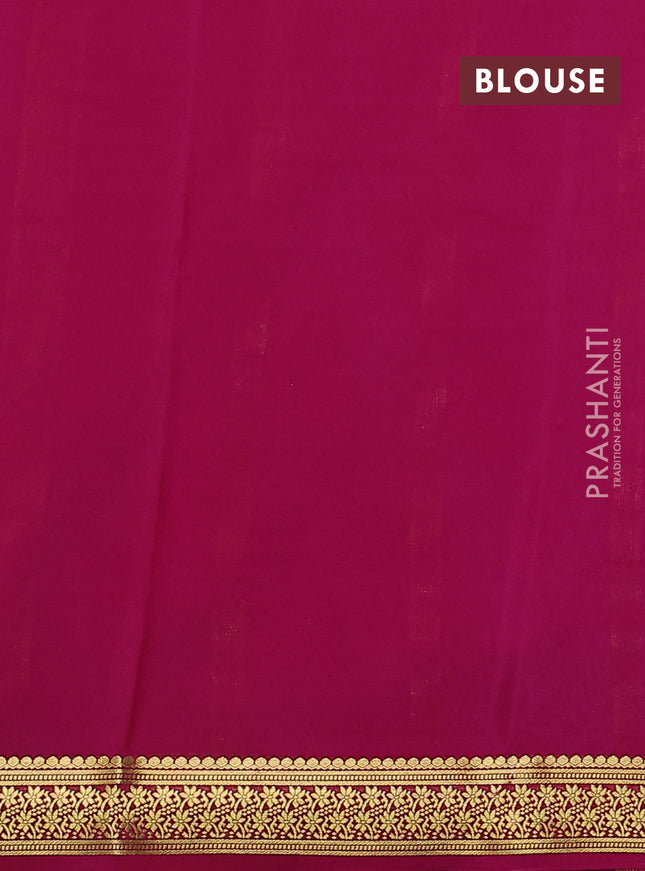 Pure mysore silk saree lavender and pink with plain body and zari woven border