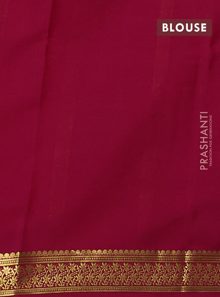 Pure mysore silk saree blue and pink with plain body and zari woven border