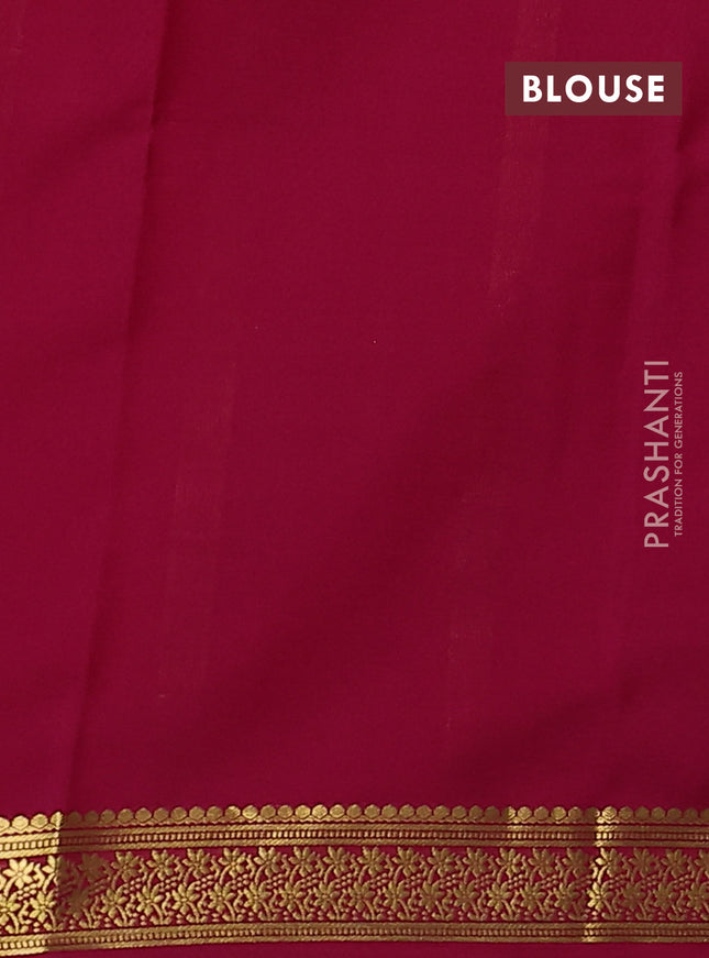 Pure mysore silk saree blue and pink with plain body and zari woven border