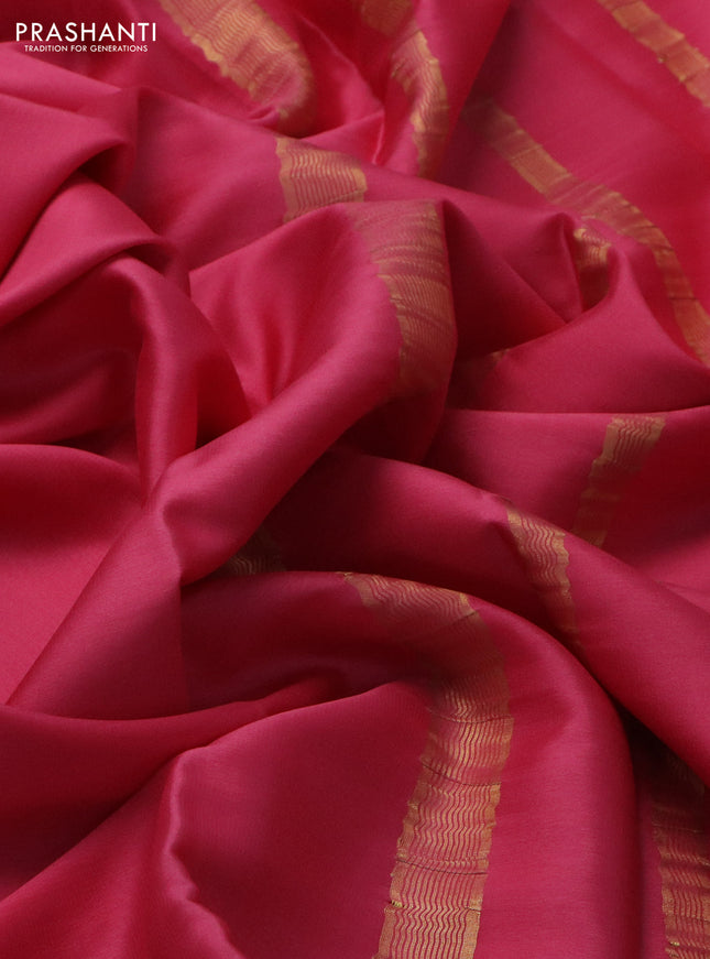 Pure mysore silk saree pink with plain body and zari woven border